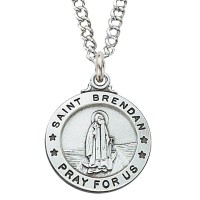 Sterling Silver Saint Brendan 20 inch Necklace Chain & Box
