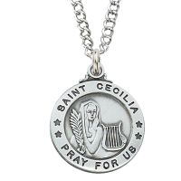 Sterling Silver Saint Cecilia 20 inch Necklace Chain & Box