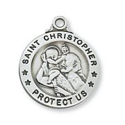 Pewter Saint Christopher Medal/ 24" Silver Tone Chain