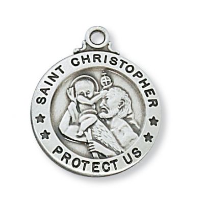 Pewter Saint Christopher Medal/ 24" Silver Tone Chain 735365544028 - D600CH