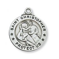 Sterling Silver Saint Christopher 20 inch Necklace Chain & Gift Box