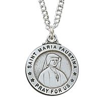 Sterling Silver Saint Maria Faustina 20 Inch Necklace Chain/Gift Box