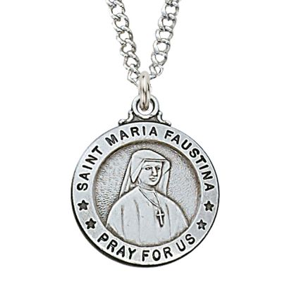 Sterling Silver Saint Maria Faustina 20 Inch Necklace Chain/Gift Box - 735365462346 - L600FA
