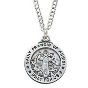 Sterling Silver Saint Francis 20 inch Necklace Chain & Box