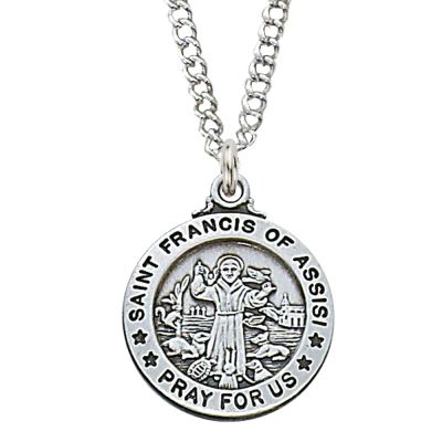 Pewter Saint Francis Medal With 24in. Silver Tone Chain 735365940417 - D600FR