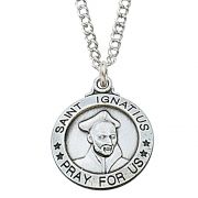Sterling Silver Saint Ignatius of Loyola 20 inch Necklace Chain/box