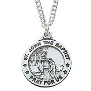 Sterling Silver Saint John The Baptist 20 inch Necklace Chain & Box