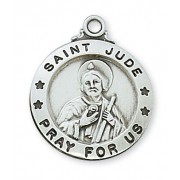 Pewter Saint Jude Medal With 24" Silver Tone Chain