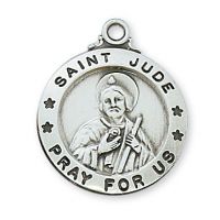 Pewter Saint Jude Medal With 24" Silver Tone Chain