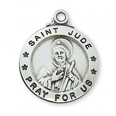 Pewter Saint Jude Medal With 24" Silver Tone Chain 735365544035 - D600JU