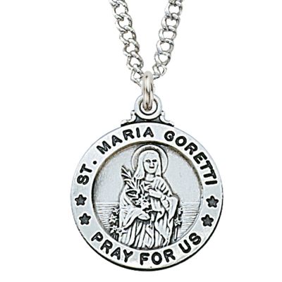 Pewter Saint Maria Goretti Medal With 18" Silver Tone Chain 2Pk - 735365212484 - D600MG
