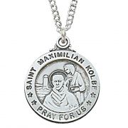 Sterling Silver Saint Maximilian Kolbe 20 inch Necklace Chain & Box