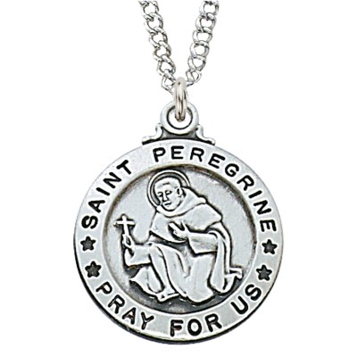 Pewter Saint Peregrine Medal With 24" Silver Tone Chain 735365635313 - D600PE