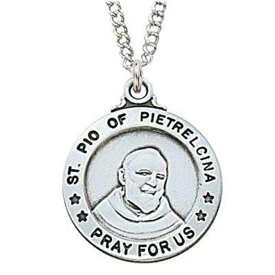 Sterling Silver Saint Padre Pio 20 inch Necklace Chain & Box - 735365479962 - L600PP