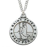 Sterling Silver Saint Peter 20 inch Necklace Chain & Gift Box