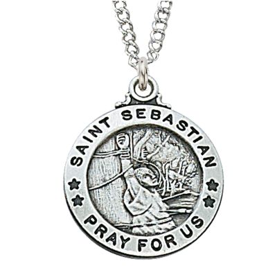 Sterling Silver Saint Sebastian 20 inch Necklace Chain & Gift Box - 735365462148 - L600SB