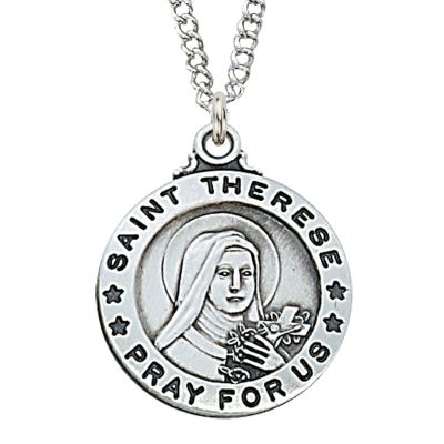 Sterling Silver Saint Therese 20 inch Necklace Chain & Gift Box - 735365456871 - L600TF