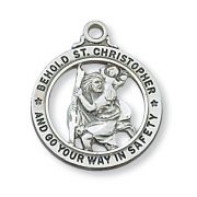 Sterling Silver Saint Christopher Medal w/20 Inch Necklace Chain/Box