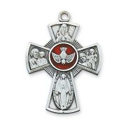 Sterling Silver Large 4-way Enameled Cross 24 inch Necklace Chain