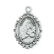 Sterling Silver Saint Francis 18 inch Necklace Chain & Gift Box