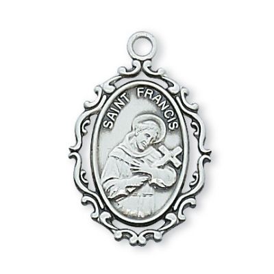 Sterling Silver Saint Francis 18 inch Necklace Chain & Gift Box - 735365632817 - L621FR