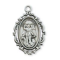 Sterling Silver Saint Michael 18 inch Necklace Chain & Gift Box