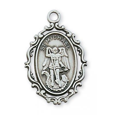 Sterling Silver Saint Michael 18 inch Necklace Chain & Gift Box - 735365632510 - L621MK