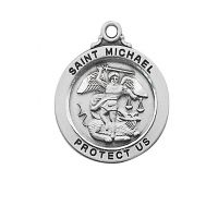 Sterling Silver Saint Michael 20 inch Necklace Chain & Box