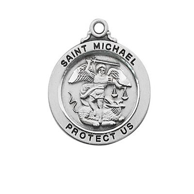 Sterling Silver Saint Michael 20 inch Necklace Chain & Box - 735365764815 - L636