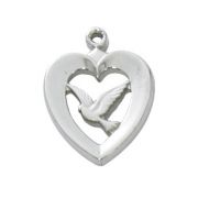 Sterling Silver Heart w/Dove 18 inch Chain & Gift Box