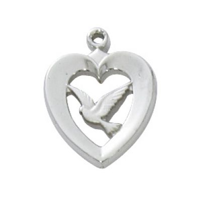 Sterling Silver Heart w/Dove 18 inch Chain & Gift Box - 735365839117 - L638