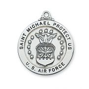 Sterling Silver Air Force Service Medal 24 inch Chain Necklace