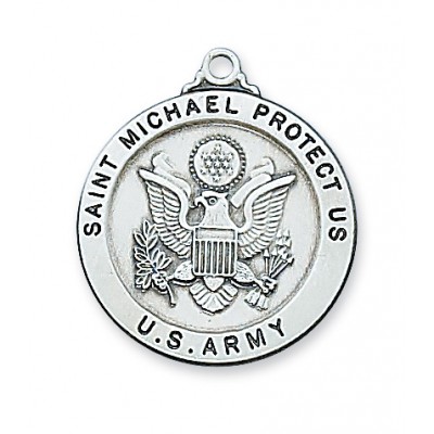 Sterling Silver Army Service Medal 24" Chain & Box - 735365491056 - L650AM