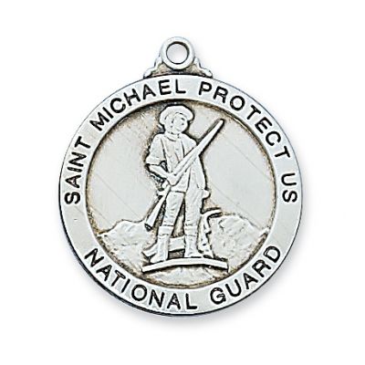 Sterling Silver National Guard Medal 24 inch Chain Necklace - 735365532650 - L650NG