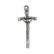 Sterling Silver Papal Crucifix 24 inch Necklace Chain & Gift Box