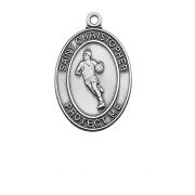 Pewter Oval Basketball Medal w/24 inch Silver Tone Chain Necklace 2Pk