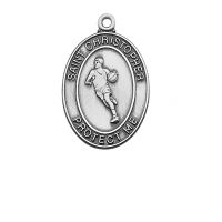 Pewter Oval Basketball Medal w/24 inch Silver Tone Chain Necklace 2Pk