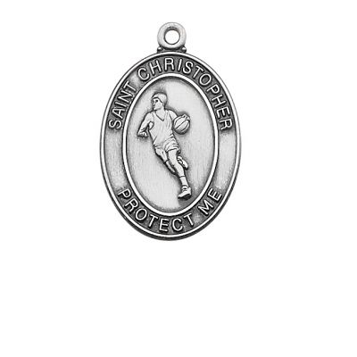 Pewter Oval Basketball Medal w/24 inch Silver Tone Chain Necklace 2Pk - 735365310159 - D675BK
