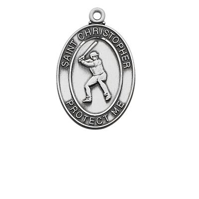 Pewter Oval Basebal Medal w/24 inch Silver Tone Chain Necklace 2Pk - 735365310050 - D675BS
