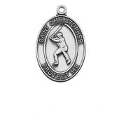 Sterling Silver Baseball Medal 24 inch Necklace Chain & Gift Box