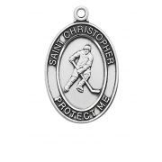 Pewter Oval Hockey Medal w/24 inch Silver Tone Chain Necklace 2Pk