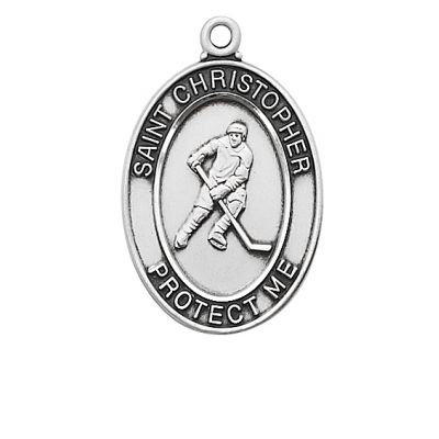 Pewter Oval Hockey Medal w/24 inch Silver Tone Chain Necklace 2Pk - 735365310357 - D675HK