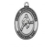 Pewter Oval Lacrosse Medal w/24 inch Silver Tone Chain Necklace 2Pk