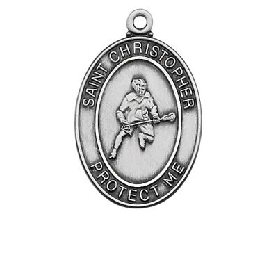 Pewter Oval Lacrosse Medal w/24 inch Silver Tone Chain Necklace 2Pk - 735365310456 - D675LC