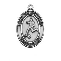 Pewter Oval Soccer Medal w/24 inch Silver Tone Chain Necklace 2Pk