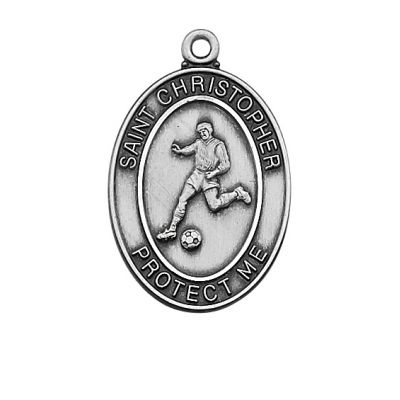 Sterling Silver Soccer Medal 24 inch Necklace Chain & Gift Box - 735365194100 - L675SR