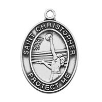Pewter Girls Basketball Medal w/18 inch Silver Tone Chain Necklace 2Pk