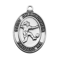 Pewter Girls Soccer Medal w/18 inch Silver Tone Chain Necklace 2Pk