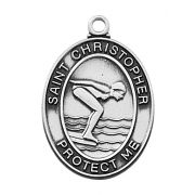 Pewter Girls Swimming Medal w/18 inch Silver Tone Chain Necklace 2Pk