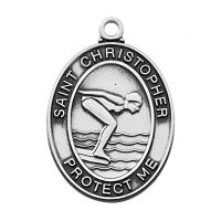 Pewter Girls Swimming Medal w/18 inch Silver Tone Chain Necklace 2Pk